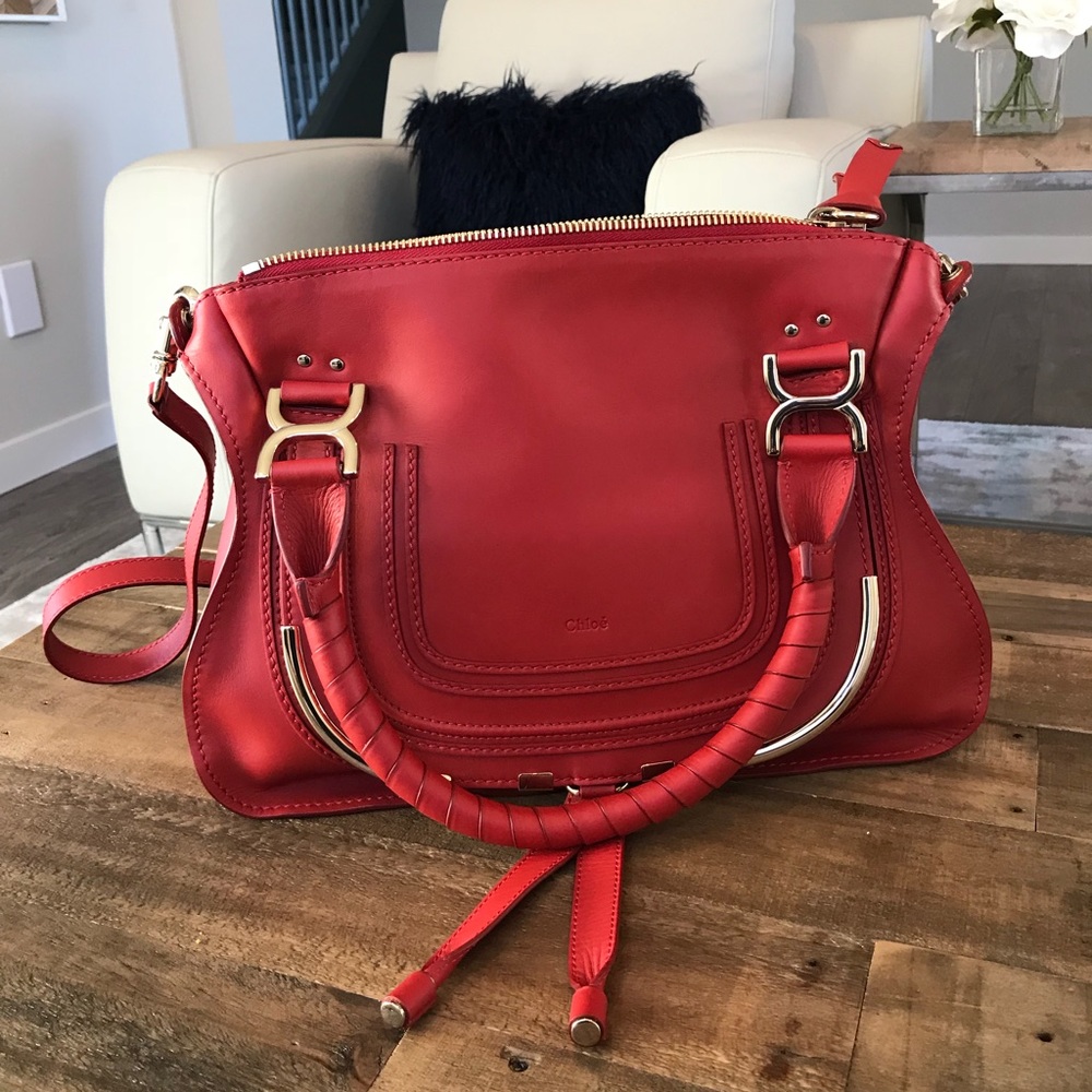 Chloé Marcie Hobo Satchel (Medium, Cherry Jelly)